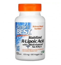 Lekárska najlepšia stabilizovaná kyselina R-lipoová s biovylepšeným Na-RALA 100 mg (kyselina R-lipoová) 180 vegetariánskych kaps