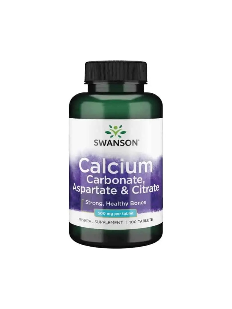 SWANSON Uhličitan vápenatý, aspartát a citrát (vápnik, kosti) 100 tabliet