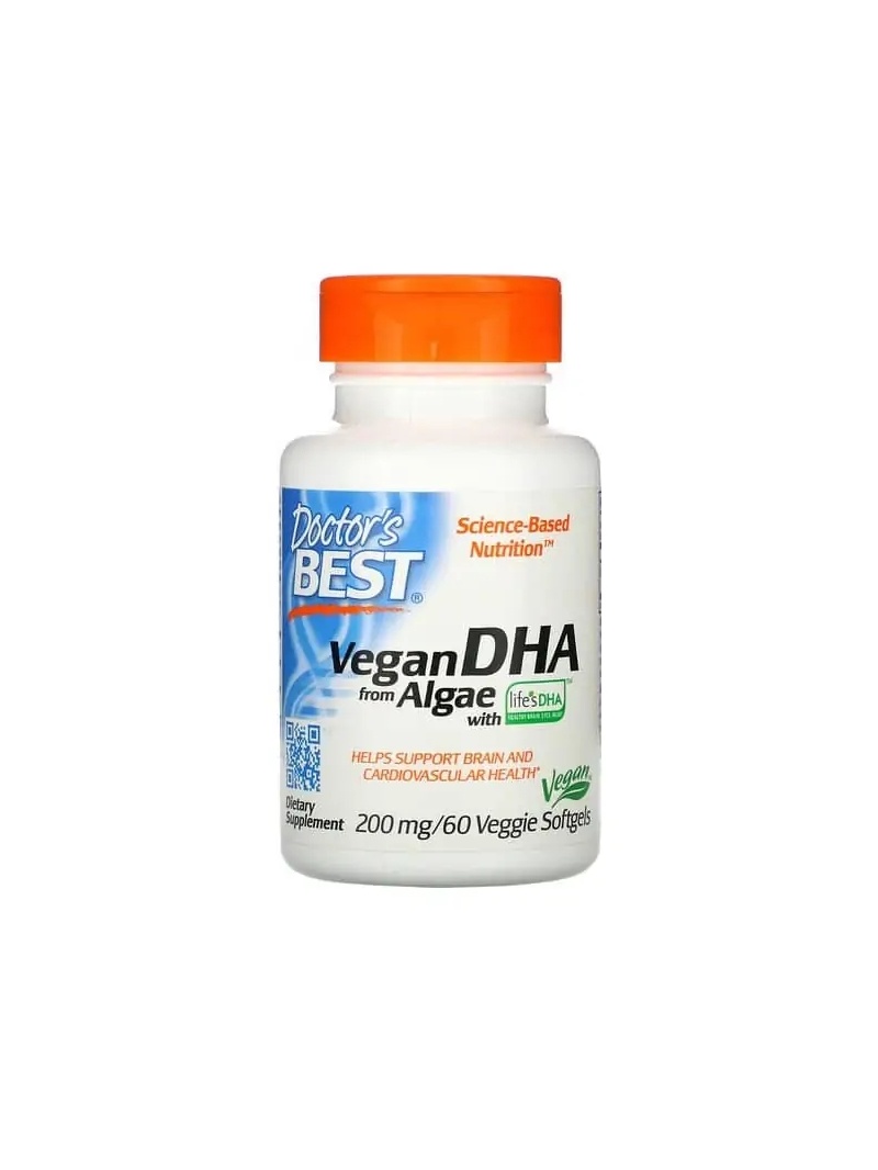 Lekárska najlepšia vegánska DHA z rias s Life&#39;s DHA 200 mg (DHA z rias s Life&#39;s DHA) 60 vegetariánskych mäkkých gélov
