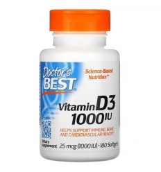 Lekársky najlepší vitamín D3 1000 IU (vitamín D3) 180 mäkkých gélov