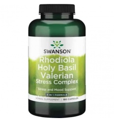 SWANSON Full Spectrum Rhodiola Holy Basil Valerian Stress Complex 180 kapsúl