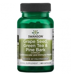 SWANSON komplex hroznových jadier, zeleného čaju a borovicovej kôry (antioxidanty) 60 kapsúl