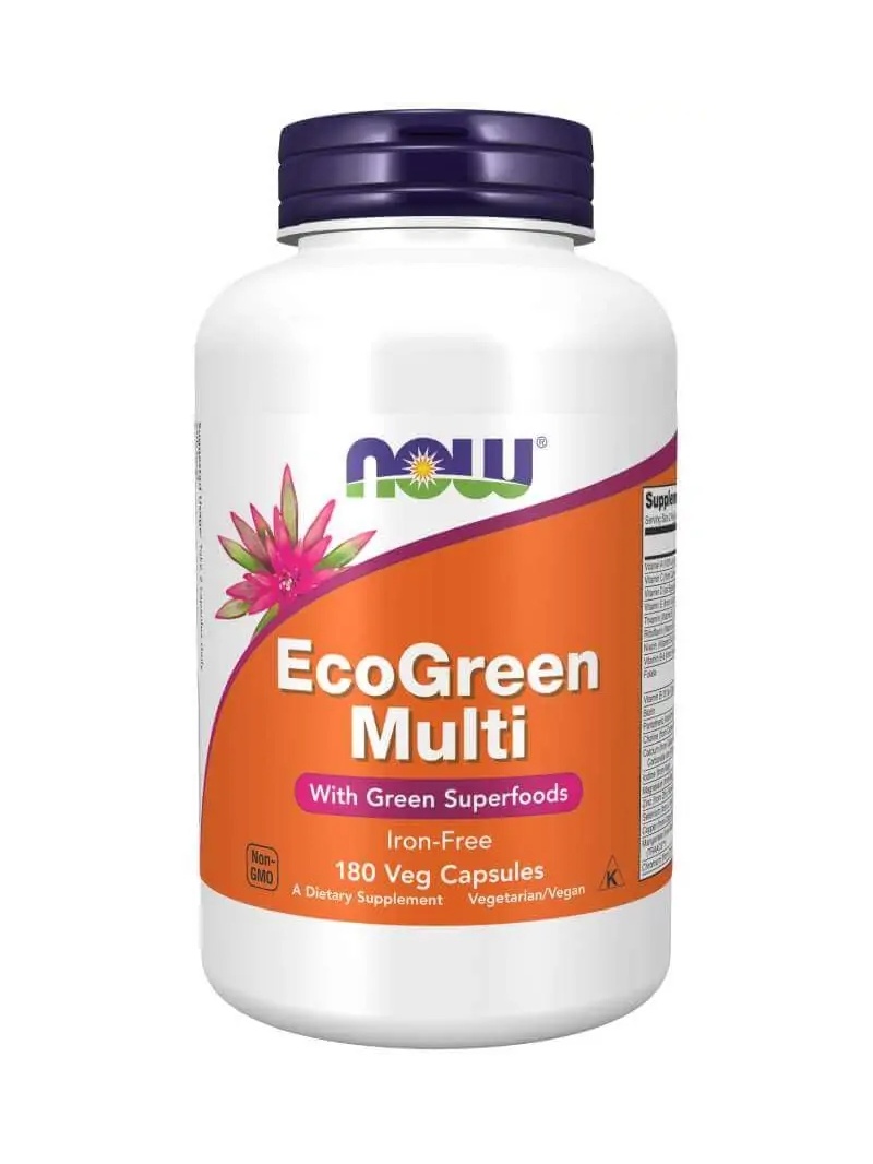NOW FOODS EcoGreen Multivitamínový bez železa (multivitamín) 180 vegetariánskych kapsúl