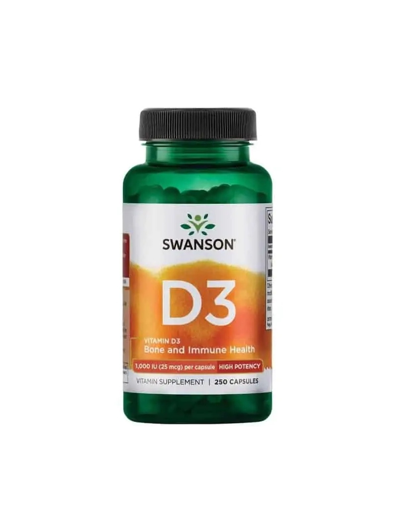 SWANSON Vitamín D-3 1000 IU (vitamín D3) 250 kapsúl