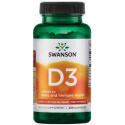SWANSON Vitamín D-3 1000 IU (vitamín D3) 250 kapsúl