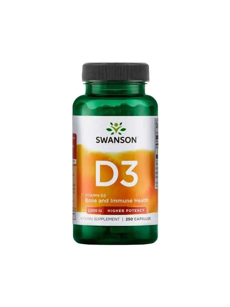 SWANSON Vitamín D-3 2000 IU (vitamín D3) 250 kapsúl