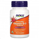 NOW FOODS Žuvací vitamín D-3 5000 IU (vitamín D3) 120 žuvacích tabliet