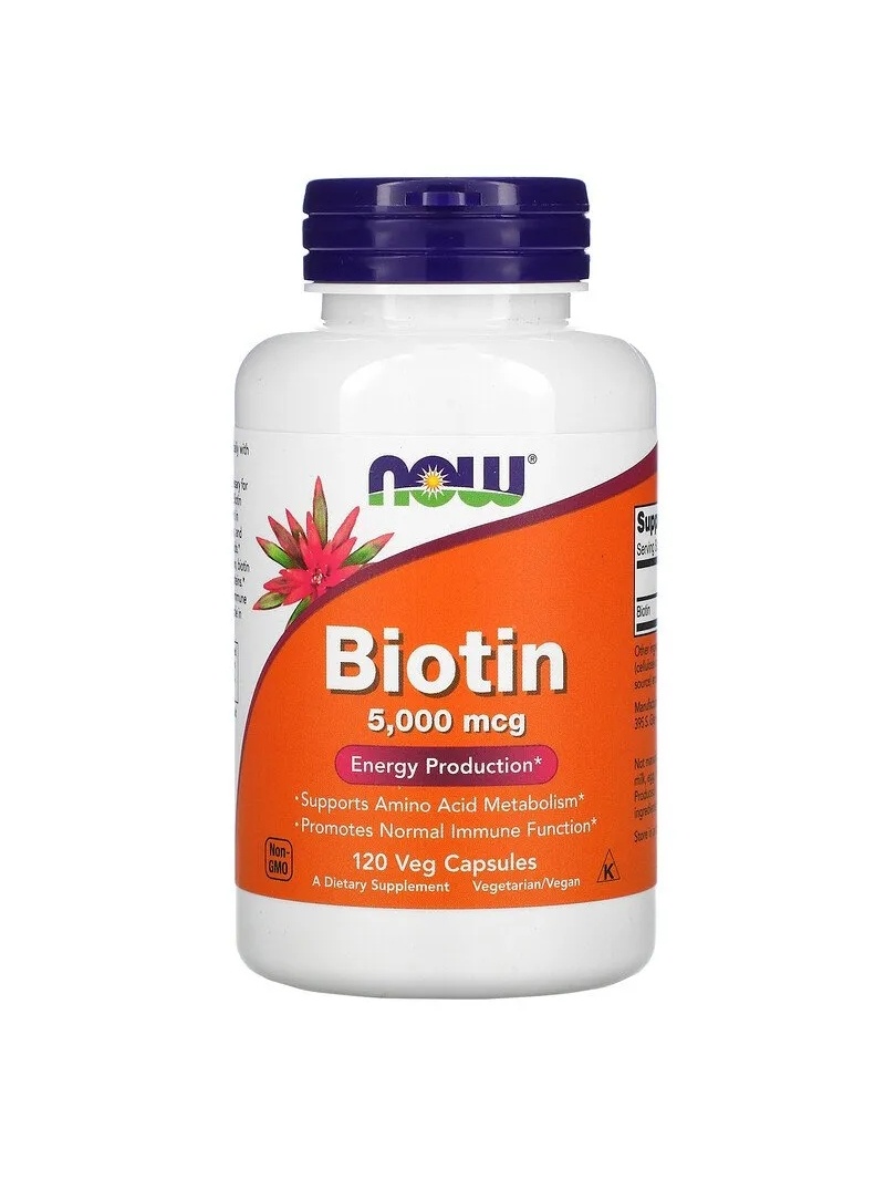 NOW FOODS Biotín 5000 mcg (Biotín) 120 vegetariánskych kapsúl