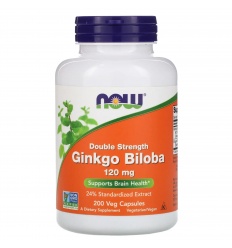NOW FOODS Ginkgo Biloba Double Strength 120 mg (podpora zdravia mozgu) 200 vegetariánskych kapsúl