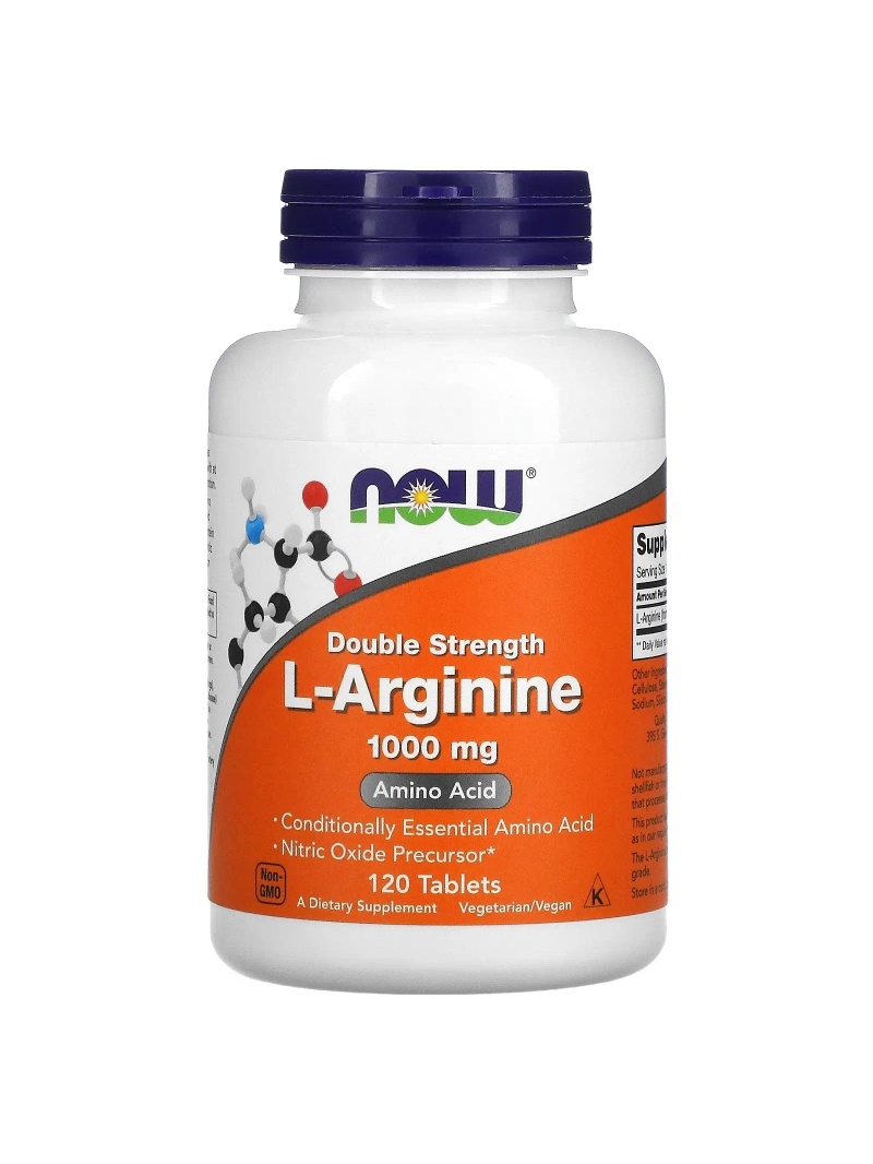 NOW FOODS L-arginín s dvojitou silou 1000 mg (L-arginín) 120 vegetariánskych tabliet