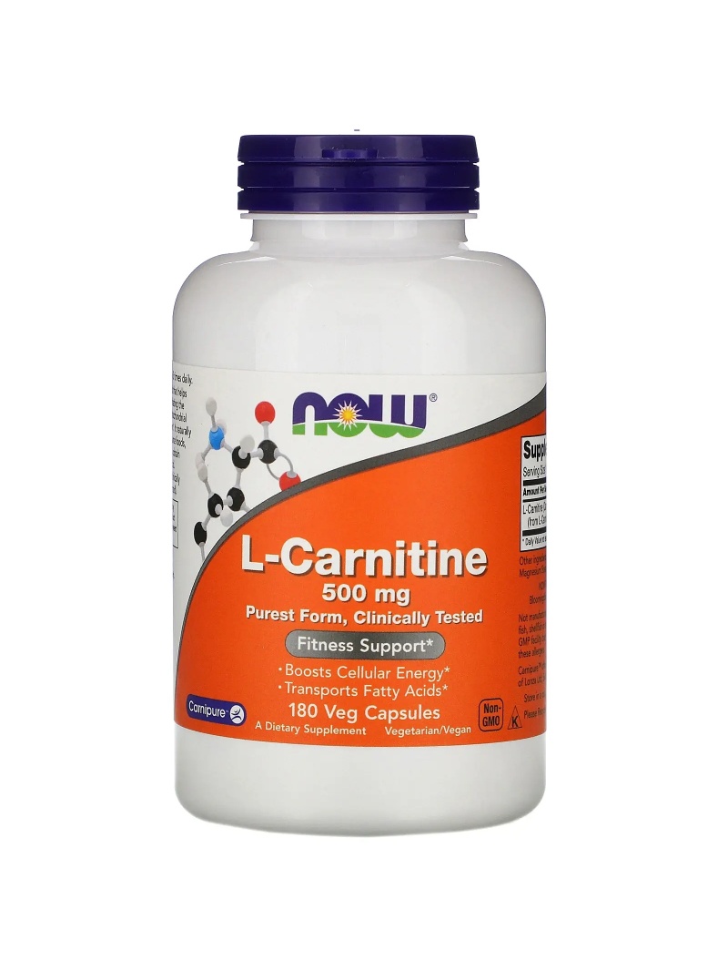 NOW FOODS L-Carnitine 500 mg (L-Carnitine) 180 vegetariánskych kapsúl