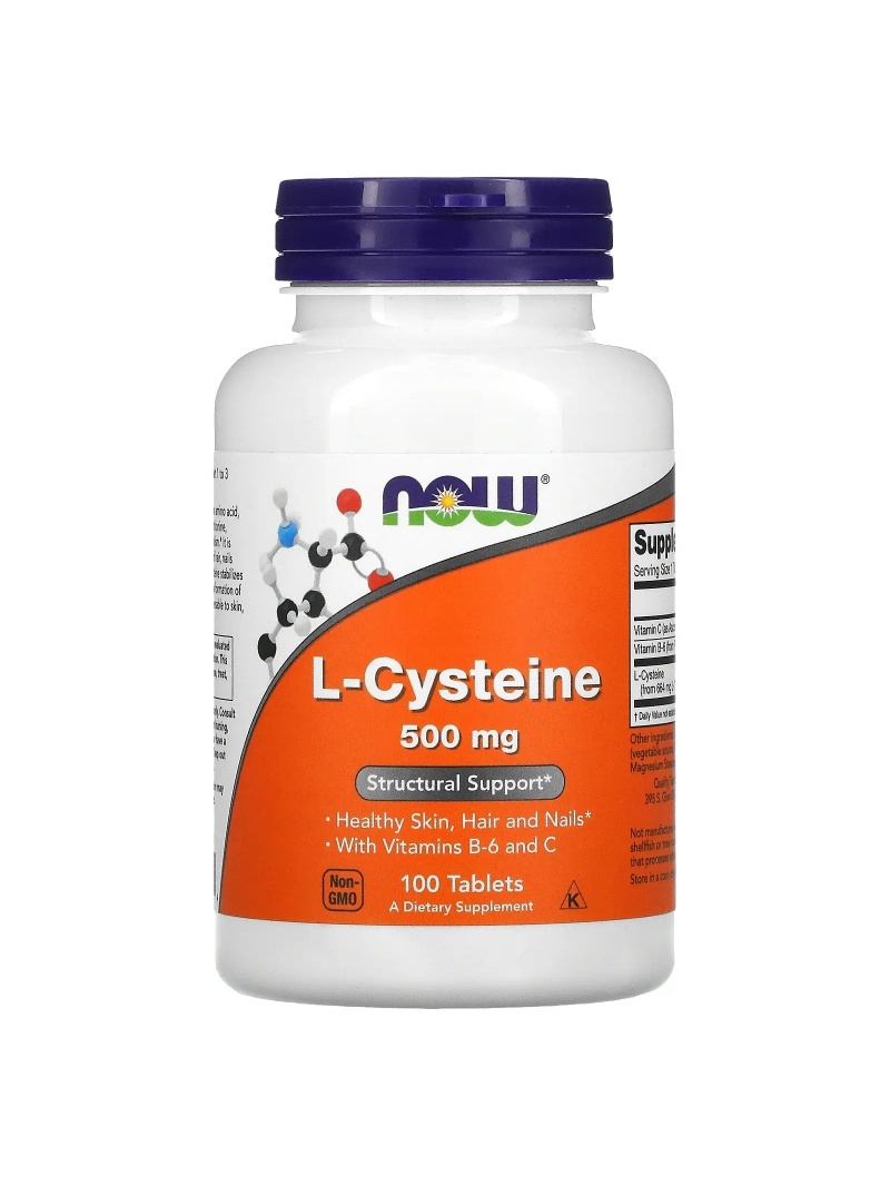 NOW FOODS L-cysteín 500 mg (L-cysteín, zdravá pokožka, vlasy a nechty) 100 tabliet