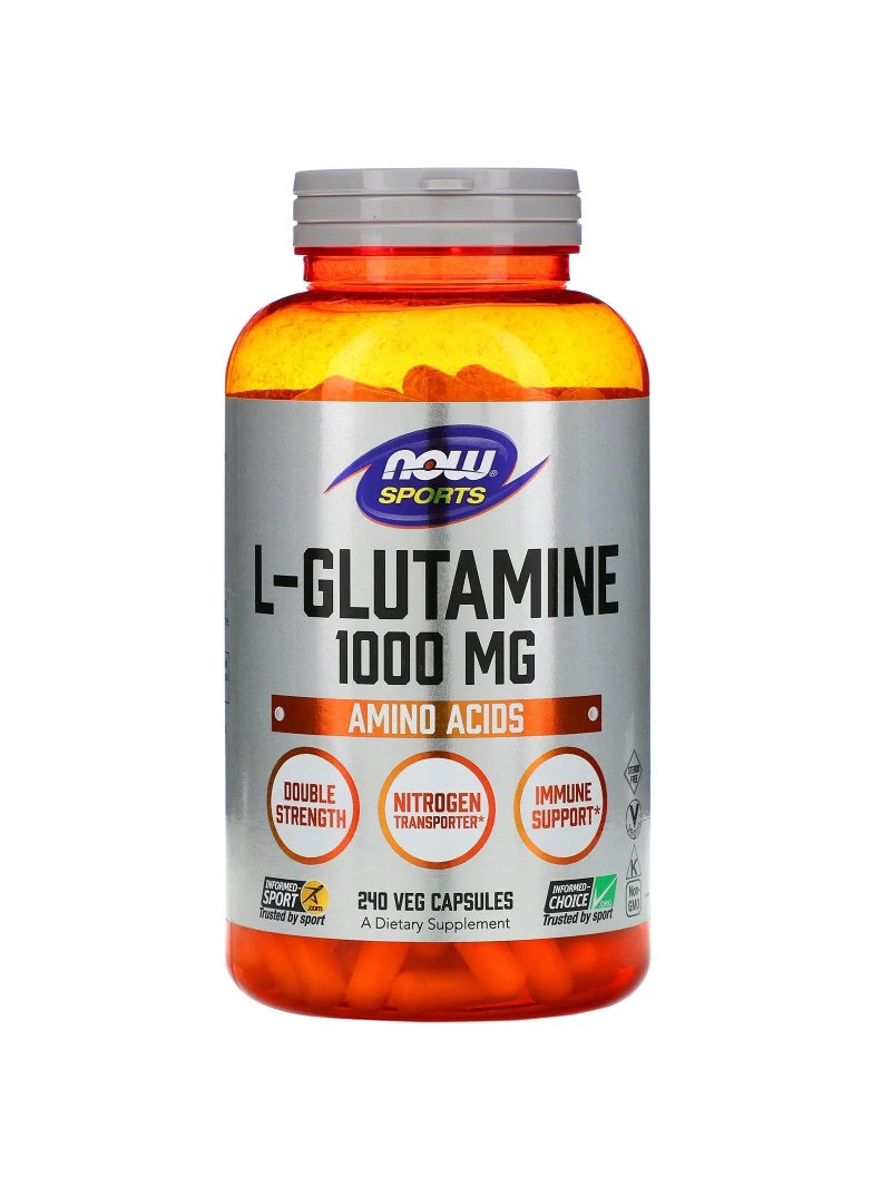NOW SPORTS L-Glutamine Double Strength 1000 mg (L-Glutamine) 240 veganských kapsúl