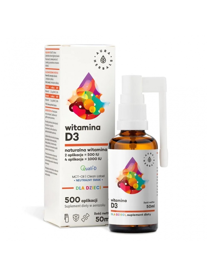 AURA HERBALS Vitamín D3 pre deti MCT aerosól 50ml