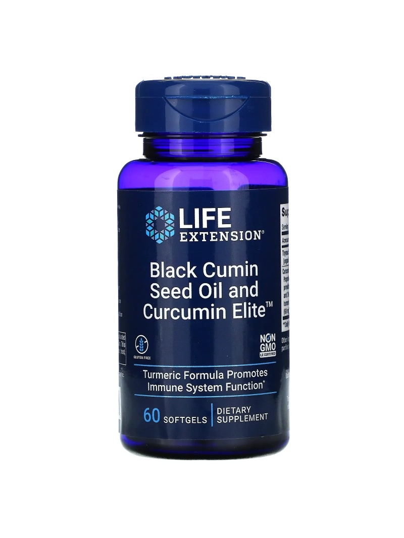 LIFE EXTENSION Olej zo semien čiernej rasce a extrakt z kurkumy Elite 60 mäkkých gélov