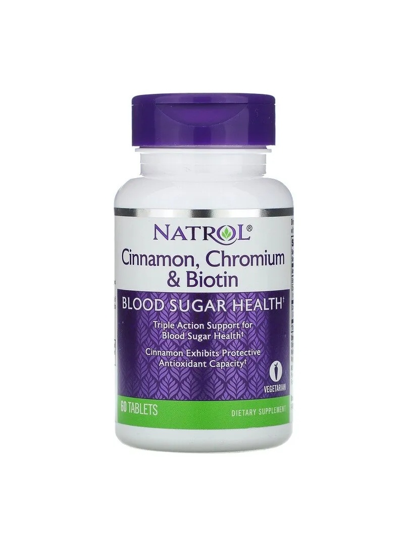 NATROL škorica, chróm a biotín 60 tabliet
