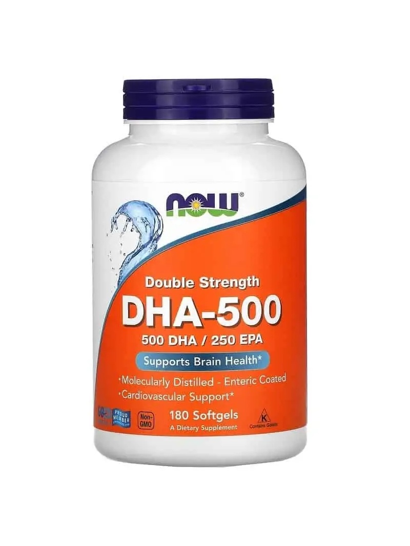 NOW FOODS DHA-500 Dvojitá sila 500 DHA / 250 EPA 180 mäkké kapsuly