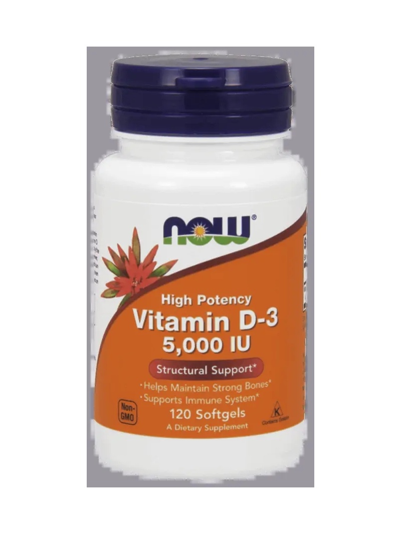 NOW FOODS Vitamín D3 5 000 IU (vitamín D3) – 120 mäkkých gélov