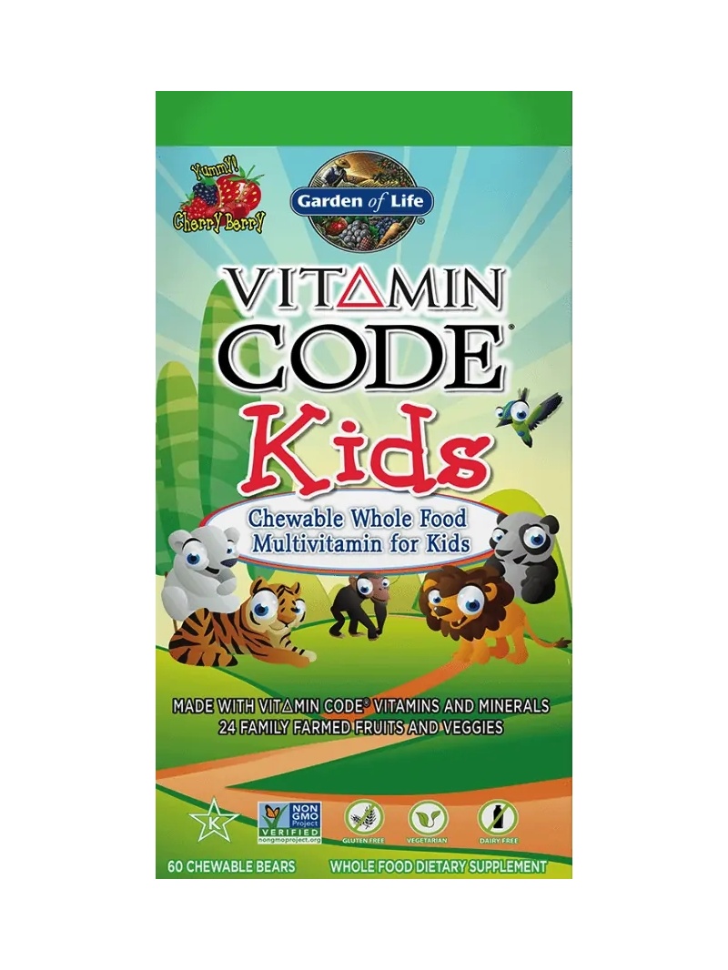GARDEN OF LIFE Vitamin Code Kids, žuvacie celozrnné multivitamíny pre deti – 60 gumičiek