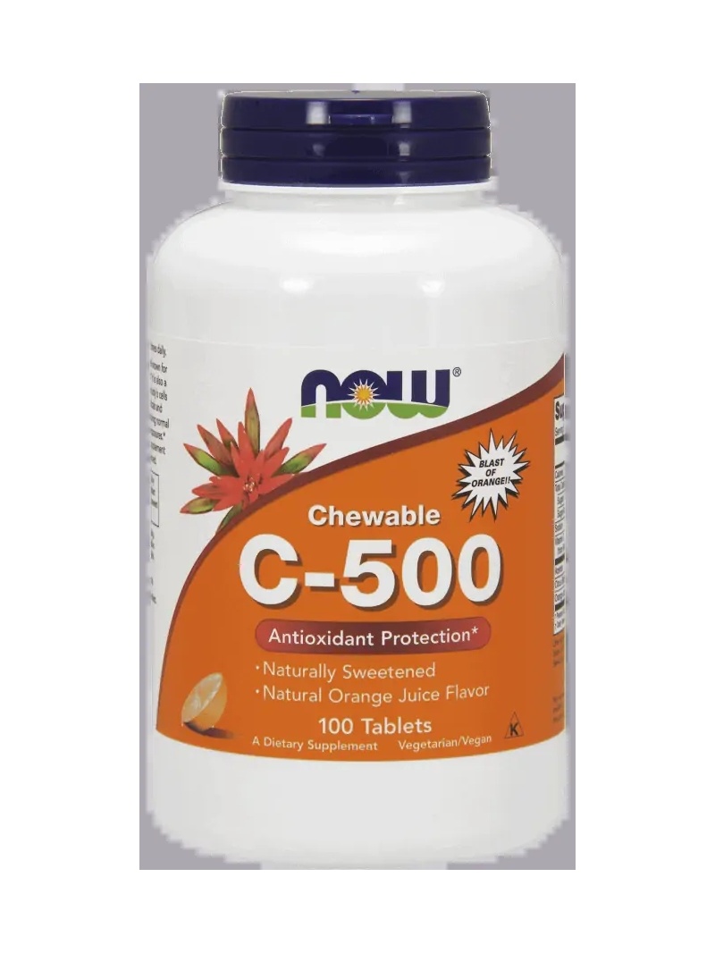 NOW FOODS Vitamín C (vitamín C-500) 100 pastiliek - pomaranč
