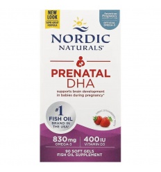 Nordic Naturals Prenatal DHA 830 mg (Omega-3 s vitamínom D3 pre tehotenstvo) - 90 kapsúl - Jahoda