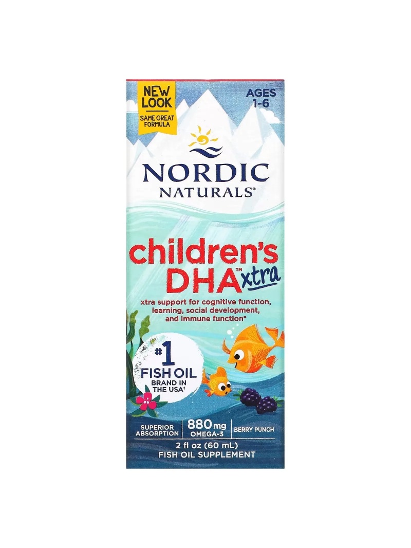 Nordic Naturals Children&#39;s DHA Xtra - Omega-3 pre deti vo veku 1-6 rokov 880mg 60ml Berry