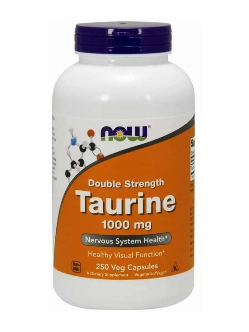 NOW FOODS Taurín 1000 mg Dvojitá sila (Taurín, zraková funkcia) 250 vegetariánskych kapsúl