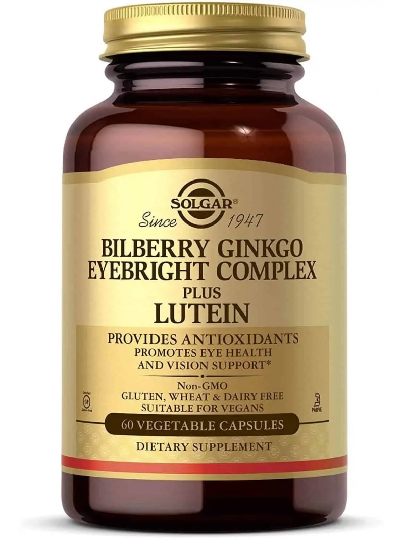 SOLGAR Bilberry Ginkgo Eyebright Complex plus luteín (čučoriedka, ginko, luteín) 60 vegetariánskych kapsúl