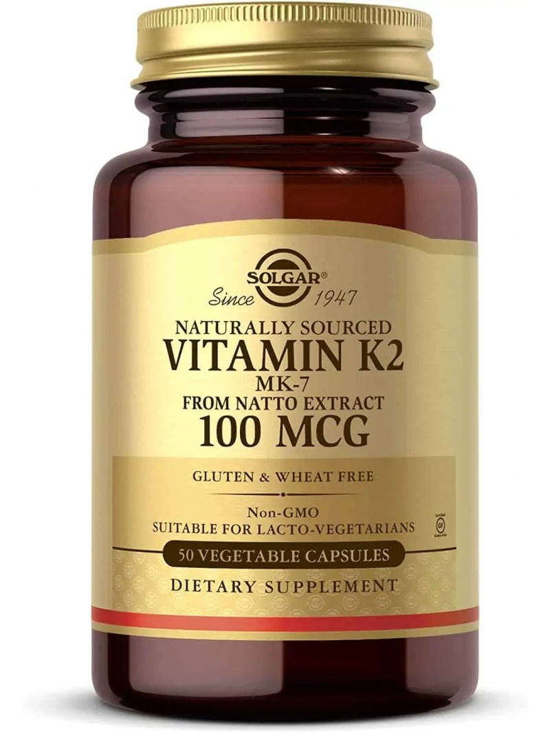 SOLGAR Vitamín K2 z prírodných zdrojov 100 mcg (vitamín K2) 50 vegetariánskych kapsúl