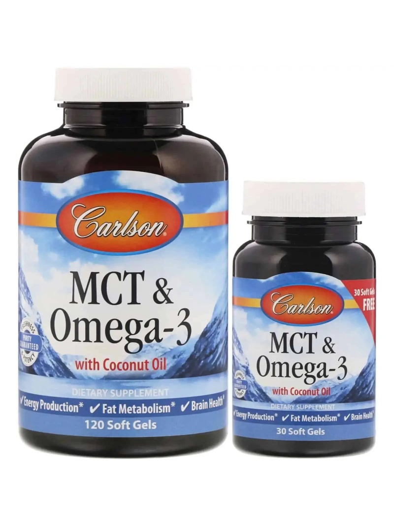 CARLSON LABS MCT & Omega-3 120 + 30 mäkkých gélov