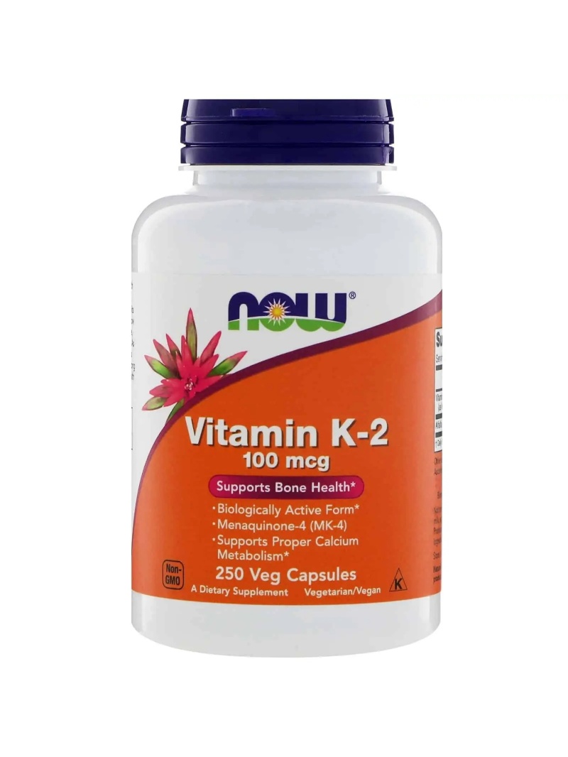NOW FOODS Vitamín K2 100 mcg 250 Vegan Capsules