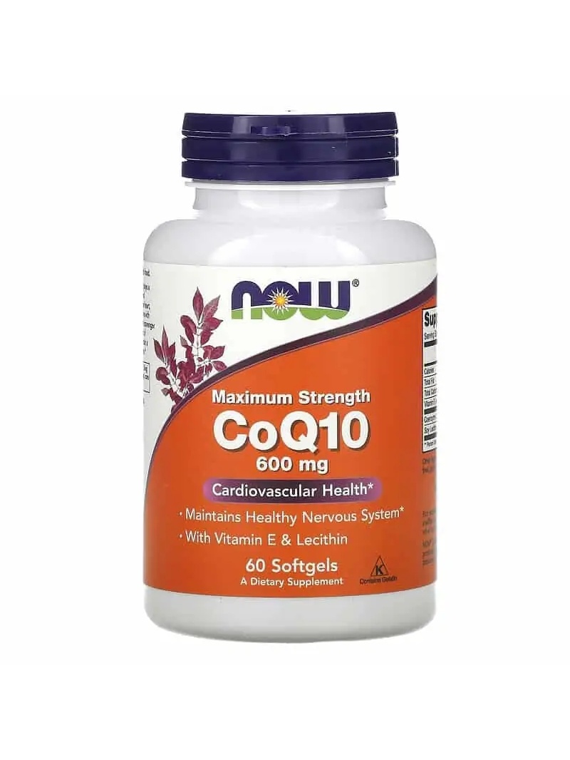 NOW FOODS Maximum Strength CoQ10 600 mg (koenzým Q10 s lecitínom a vitamín E) 60 mäkkých gélov
