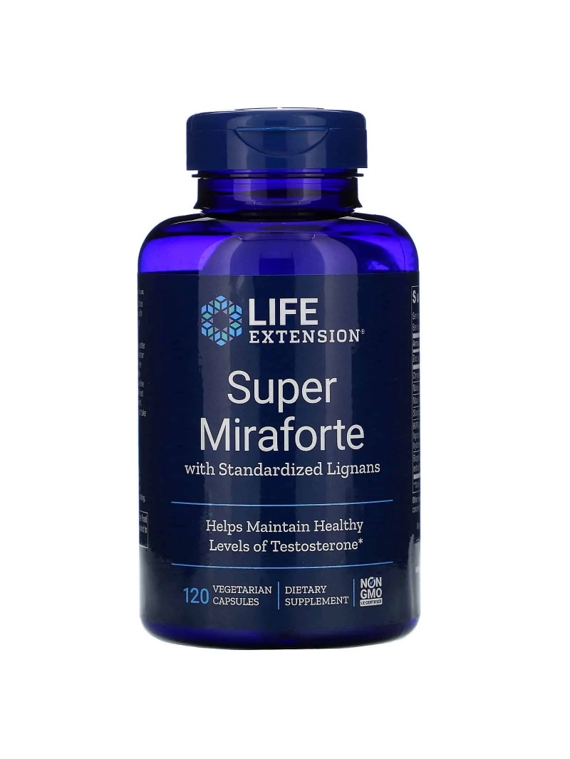 LIFE EXTENSION Super Miraforte so štandardizovanými lignanmi (testosterón) 120 vegetariánskych kapsúl