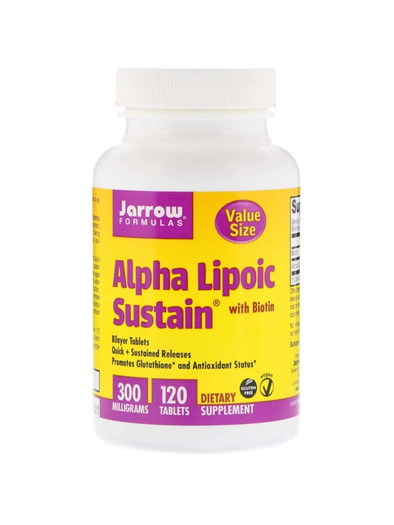JARROW FORMULAS Alpha Lipoic Sustain + Biotín 300 mg (kyselina alfa Lipoová + Biotín) 120 tabliet