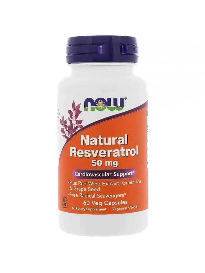 NOW FOODS Prírodný resveratrol 50 mg (prírodný resveratrol) 60 vegetariánskych kapsúl