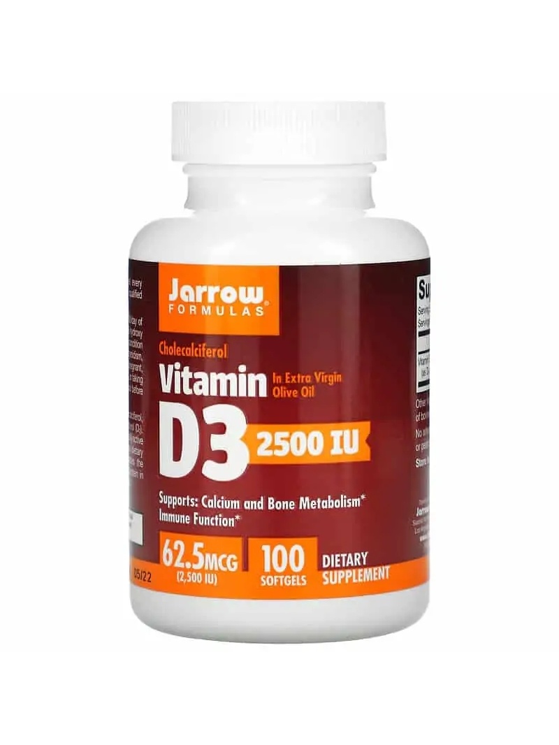 JARROW FORMULAS Vitamín D3 2500 IU (vitamín D3) 100 kapsúl
