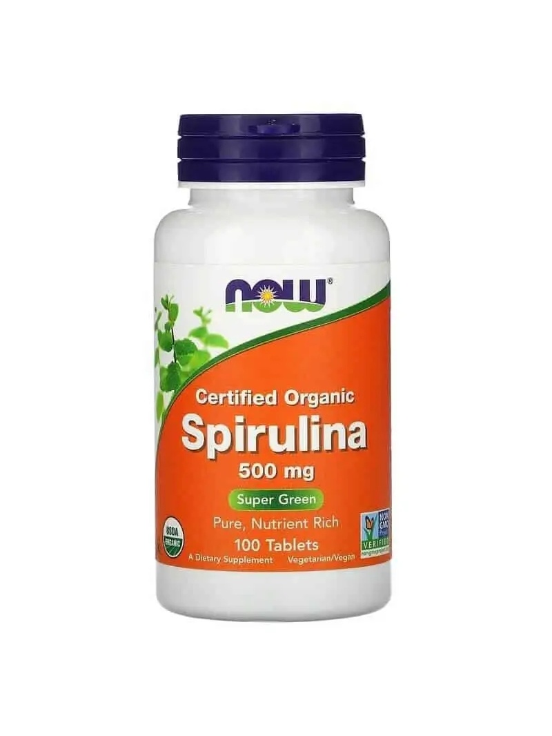 NOW FOODS Spirulina Certified Organic 500 mg (Bio Spirulina) 100 vegánskych tabliet