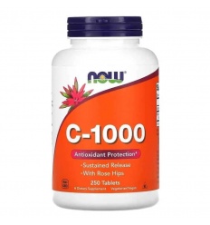 NOW FOODS Vitamín C-1000 s postprodukčnou výživou 250 vegetariánskych tabliet