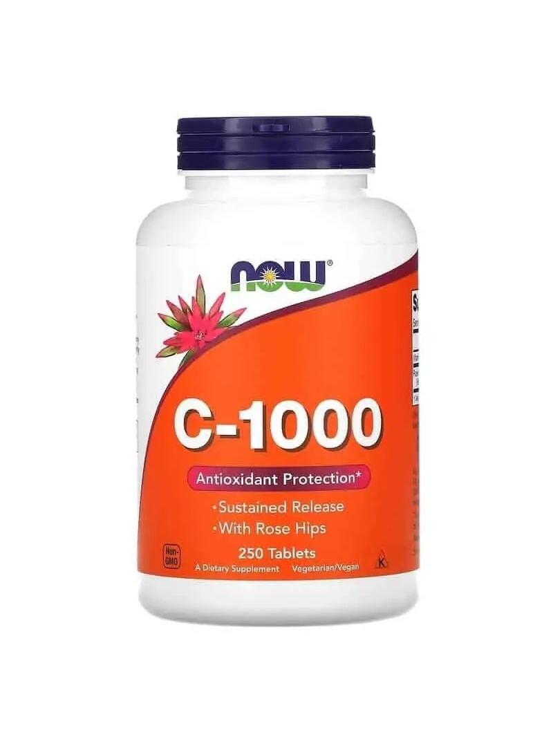NOW FOODS Vitamín C-1000 s postprodukčnou výživou 250 vegetariánskych tabliet