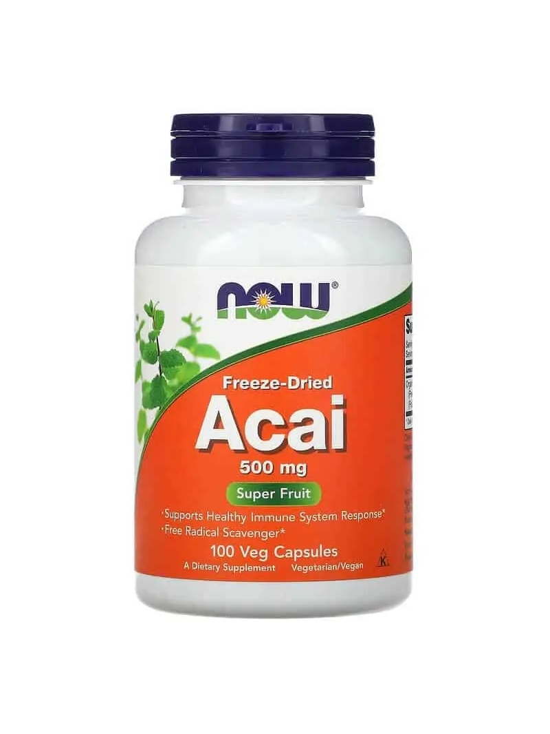 NOW FOODS Acai 500 mg (organické ovocie Acai) 100 vegetariánskych kapsúl