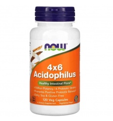NOW FOODS Acidophilus 4x6 (probiotický, zdravý červený kvet) 120 vegetariánskych kapsúl