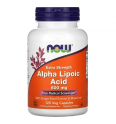 NOW FOODS Kyselina alfa-lipoová extra silná 600 mg (kyselina alfa-lipoová) 120 vegetariánskych kapsúl