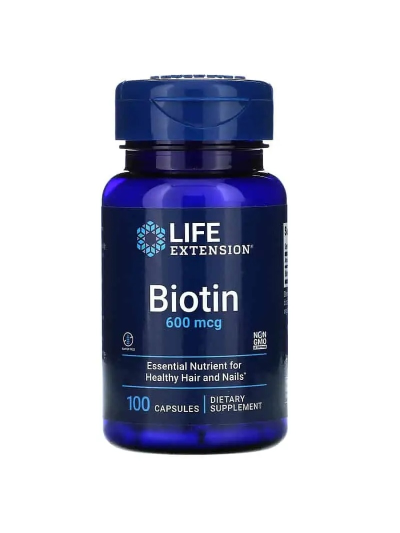 PREDĹŽENIE ŽIVOTA Biotín (biotín, vlasy, nechty, nechty) 100 kapsúl