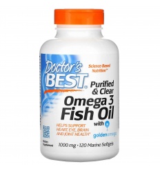 Lekársky najlepší čistý a číry rybí olej Omega 3 1000 mg (Omega-3, EPA, DHA) 120 mäkkých gélov rýb
