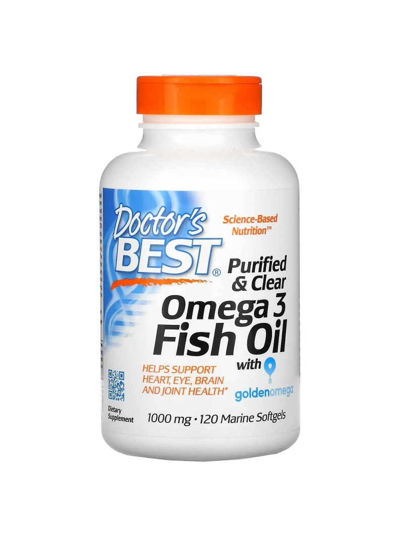 Lekársky najlepší čistý a číry rybí olej Omega 3 1000 mg (Omega-3, EPA, DHA) 120 mäkkých gélov rýb
