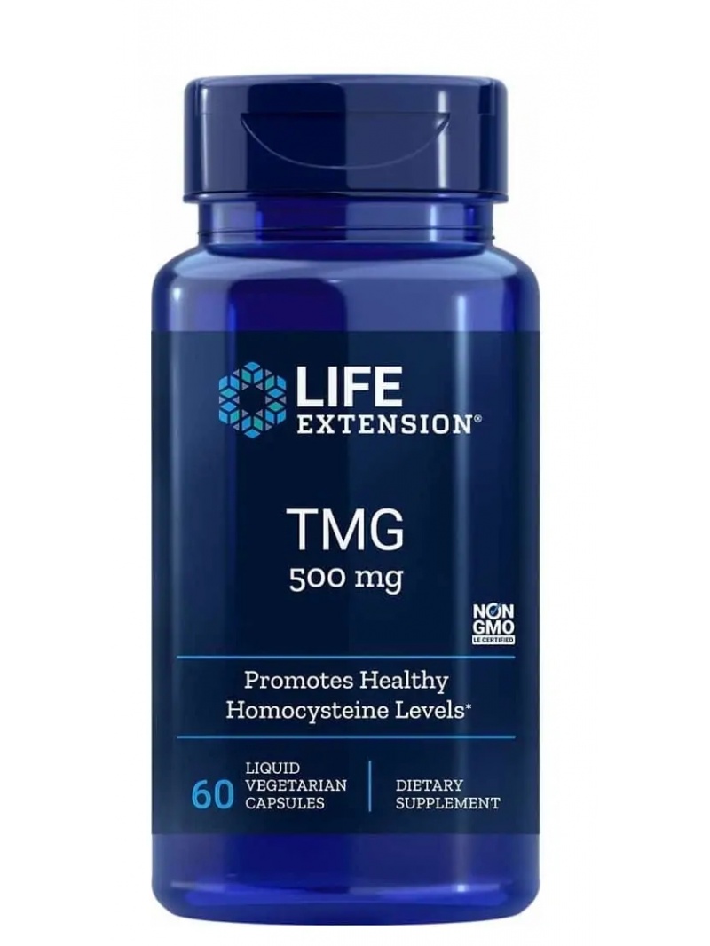 Life Extension TMG 500 mg (primovaný homocysteínový hladín) - 60 vegetariánskych kapsúl
