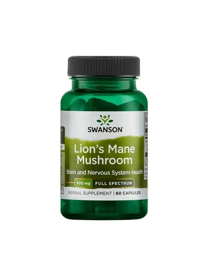 SWANSON Lion&#39;s Mane Huba Mozog a nervové zdravie 500 mg – 60 kapsúl