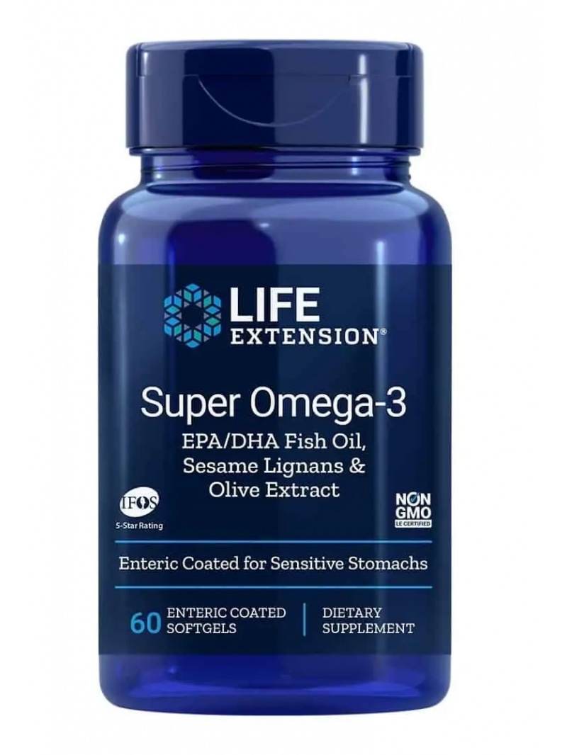 LIFE EXTENSION Super Omega-3 EPA/DHA so sezamovými lignanmi a olivovým extraktom 60 kapsúl