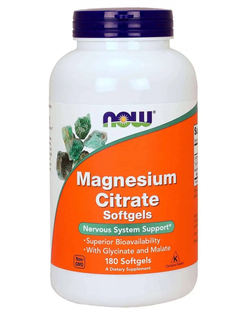 NOW FOODS Magnézium citrát - 180 mäkkých gélov