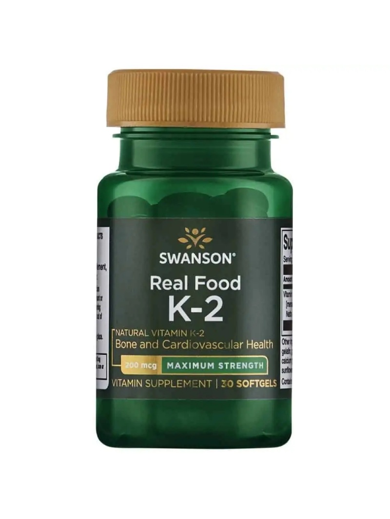 SWANSON Vitamín K2 200 mcg (prírodný vitamín K2) 30 toboliek